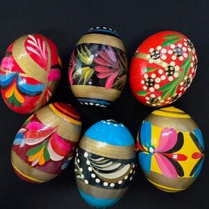 Hand-Painted Polish Holiday Ornament Eggs - Multicolor Set